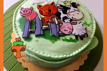 Tort farma ze zwierzątkami #farma #kot #krowa #owca #świnka #tort #TortUrodzinowy #TortyKraków #TortyWalentynki #zwierzęta