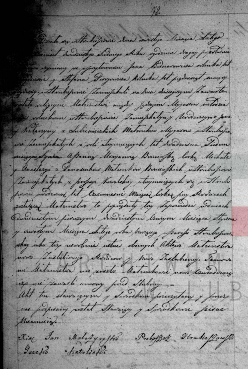 Akt małżeństwa Jędrzeja Mygasa i Maryanny Boniewskiej, rok 1827. #Rok1827