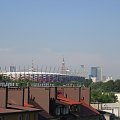 Stadion Narodowy z dachu budynku przy ulicy Grochowskiej #stadion #narodowy #warszawa #widok #dachy