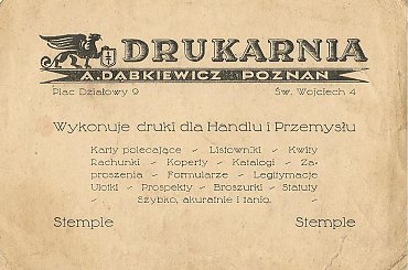 Ulotka reklamująca drukarnię z lat 30-tych. #dąbkiewicz #drukarnia #poznań Poszukuję informacji na jej temat. Kontakt alessandro9427@gmail.com